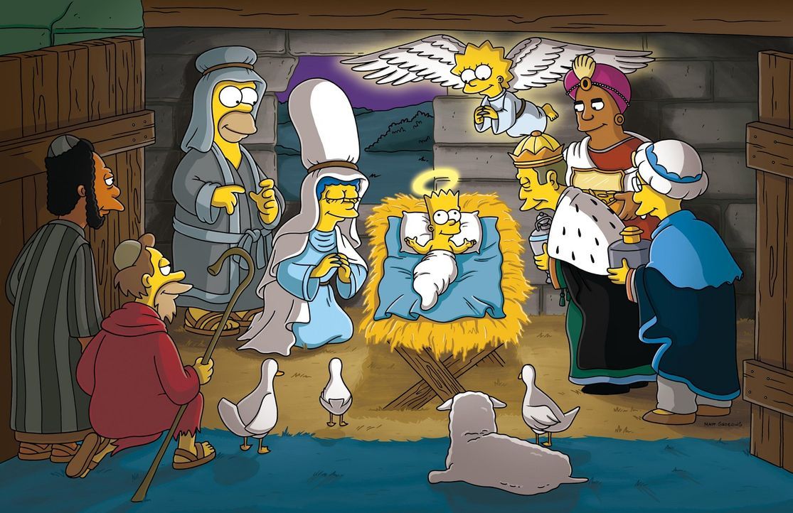 Weihnachten steht vor der Tür, und alle machen sich Gedanken über die Vergangenheit. Marge und Homer schlüpfen in die Rollen von Maria und Joseph... - Bildquelle: und TM Twentieth Century Fox Film Corporation - Alle Rechte vorbehalten