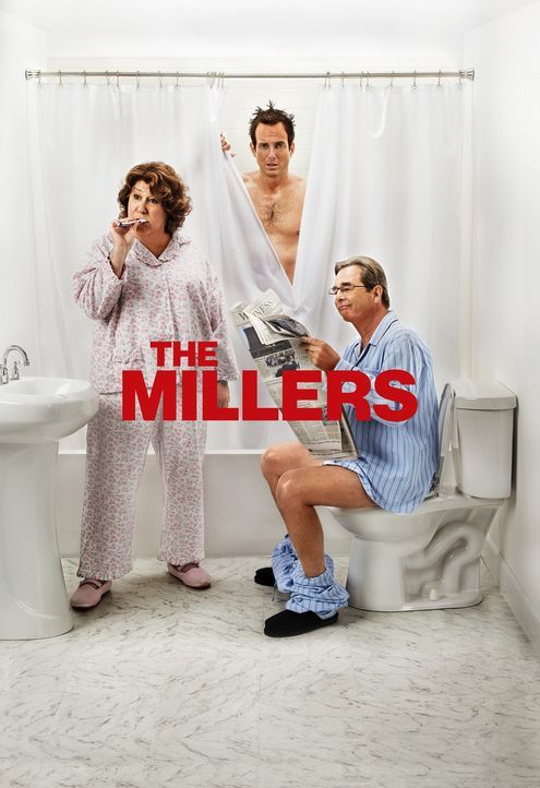 (1. Staffel) - The Millers - Eine Familie im Ausnahmezustand: Nathan (Will Arnett, M.), Carol (Margo Martindale, l.) und Tom (Beau Bridges, r.) ... - Bildquelle: 2013 CBS Broadcasting, Inc. All Rights Reserved.