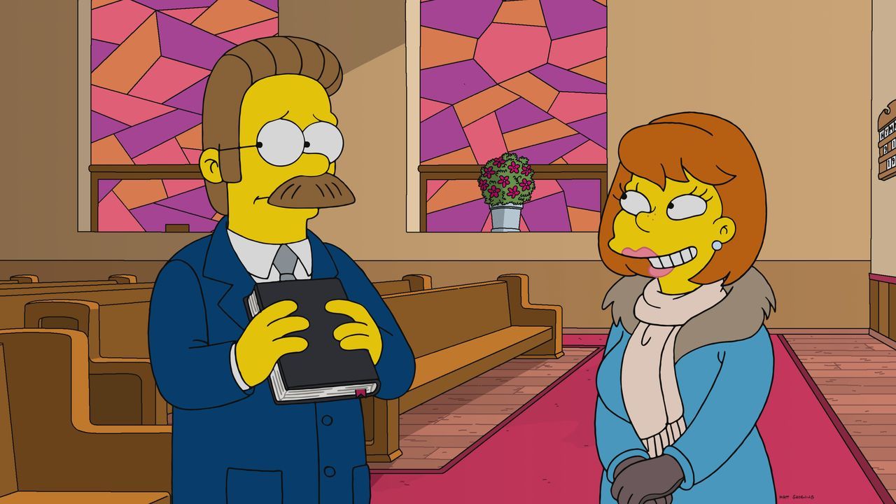 Ned Flanders (l.); Barbara (r.) - Bildquelle: 2021 by 20th Television