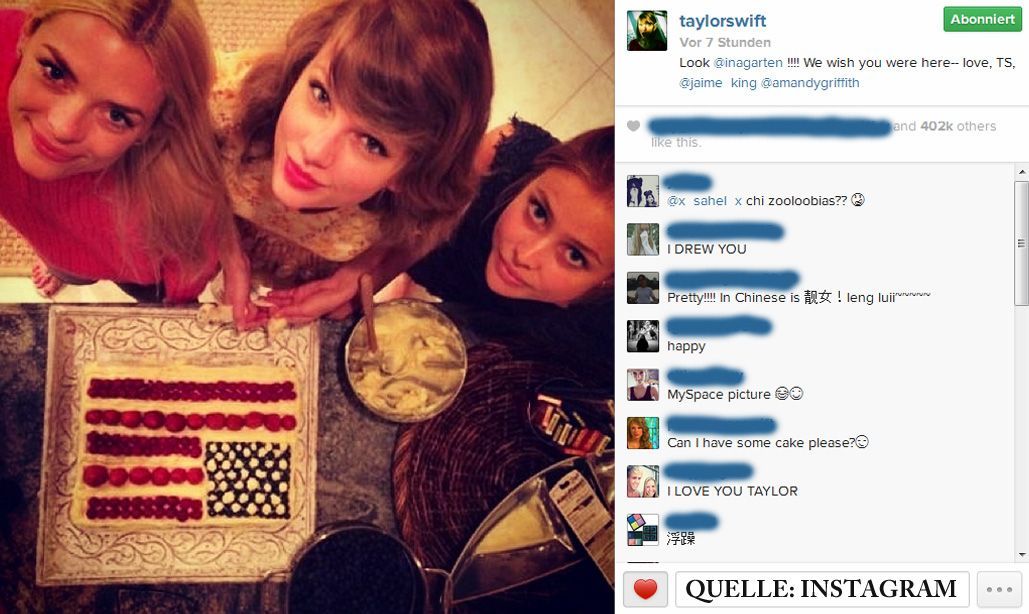 Schnappschuss-Taylor-Swift-instagram - Bildquelle: Instagram/taylorswift