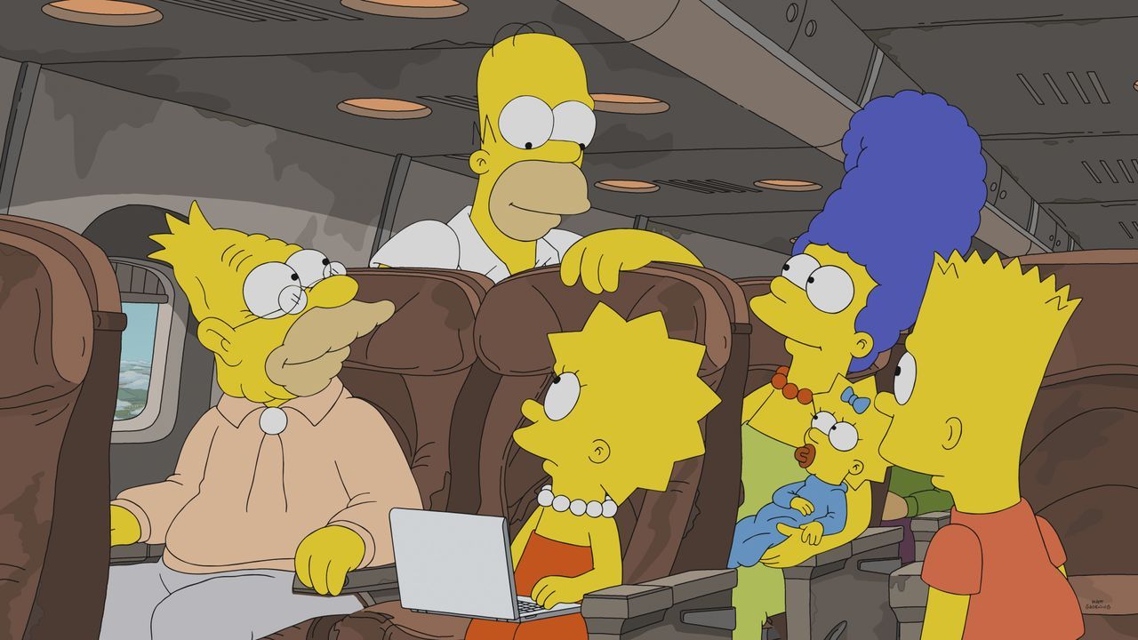 (v.l.n.r.) Grampa; Homer; Lisa; Marge; Maggie; Bart - Bildquelle: 2018-2019 Fox and its related entities. All rights reserved.