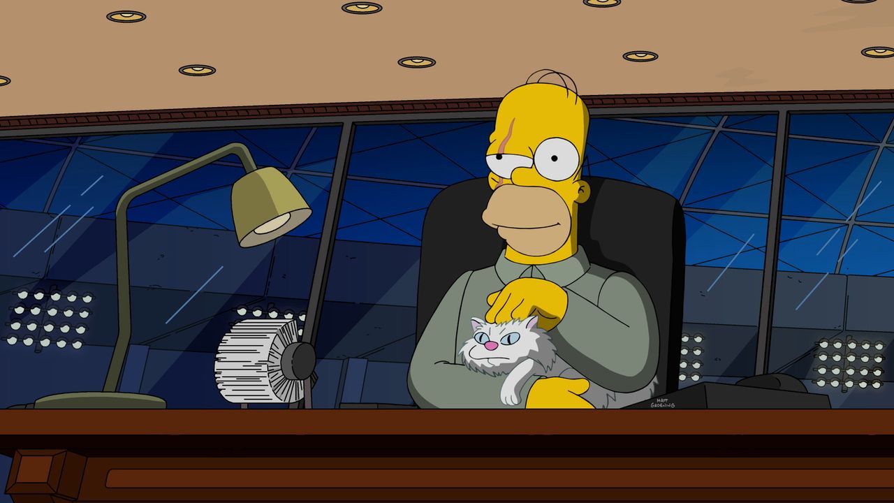 Gemeinsam mit seiner Katze hat Homer einen Plan entwickelt, der die Welt zerstören soll. Wird er aufgehen? - Bildquelle: 2016-2017 Fox and its related entities. All rights reserved.