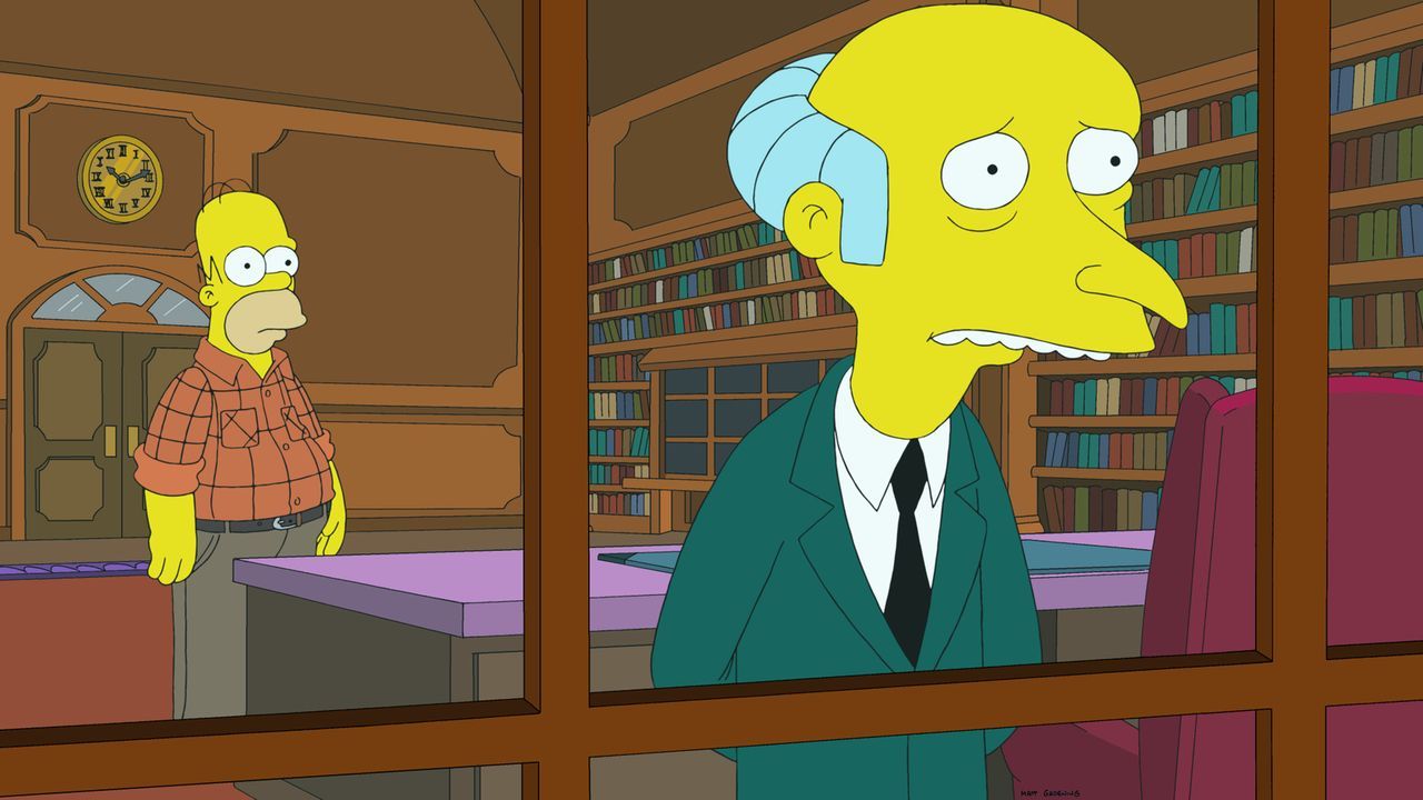 Zu Marges Unverständnis arbeitet Homer (l.) weiterhin für Mr. Burns (r.), obwohl er Fracking unterstützt ... - Bildquelle: 2014 Twentieth Century Fox Film Corporation. All rights reserved.