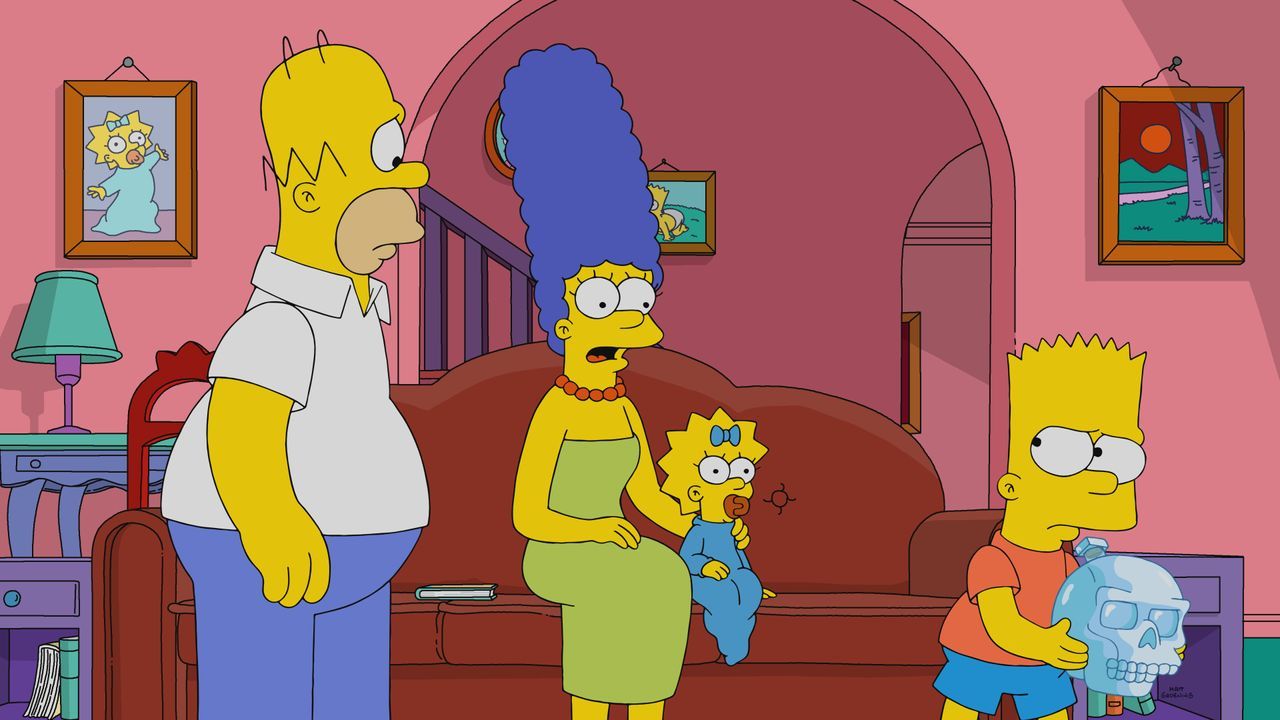 (v.l.n.r.) Homer; Marge; Maggie; Bart - Bildquelle: 2021 by 20th Television.