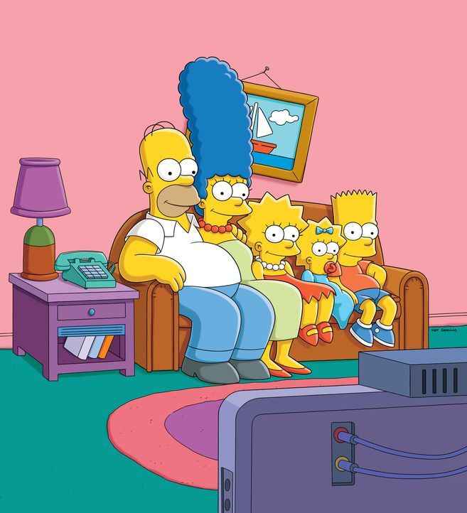 (25. Staffel) - Eine etwas ungewöhnliche Familie: Maggie (2.v.r.), Marge (2.v.l.), Homer (l.), Bart (r.) und Lisa Simpson (M.) ... - Bildquelle: 2014 Twentieth Century Fox Film Corporation. All rights reserved.