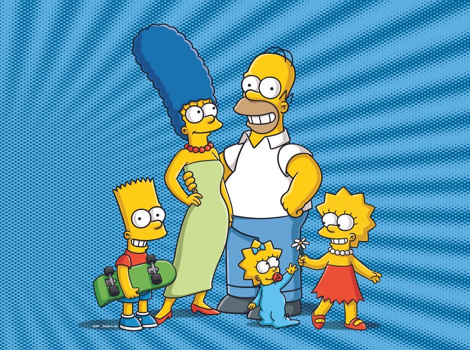 (23. Staffel) - Eine ganz besondere Familie: Maggie (vorne), Marge (2.v.l.), Homer (2.v.r.), Bart (l.) und Lisa Simpson (r.) ... - Bildquelle: und TM Twentieth Century Fox Film Corporation - Alle Rechte vorbehalten