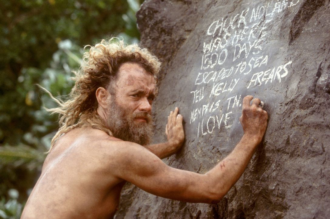 Nach einem Flugzeugabsturz kann sich Chuck (Tom Hanks) als einziger Überlebender auf eine einsame Insel retten. Gefangen im Paradies, kämpft er vier... - Bildquelle: Francois Duhamel 2001 Twentieth Century Fox Film Corporation and Dreamworks LLC. All rights reserved