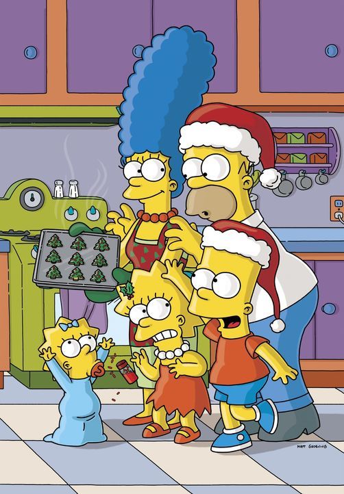 (16. Staffel) - Die chaotische Familie Simpson: Marge (hinten l.), Homer (hinten r.), Lisa (vorne M.), Bart (vorne r.), Maggie (vorne l.) ... - Bildquelle: und TM Twentieth Century Fox Film Corporation - Alle Rechte vorbehalten