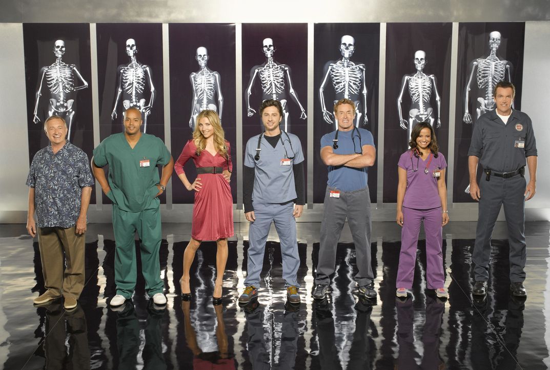 (8. Staffel) - Die Belegschaft des Sacred Heart Hospitals muss täglich mit neuen Überraschungen rechnen: (v.l.n.r.) Dr. Bob Kelso (Ken Jenkins), Tur... - Bildquelle: Touchstone Television