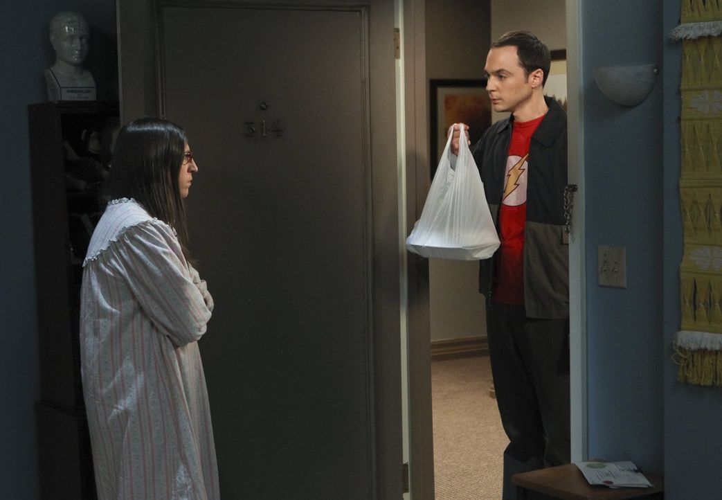 Nach alldem, was geschehen ist, möchte sich Sheldon (Jim Parsons, r.) bei Amy (Mayim Bialik, l.) entschuldigen. Doch wird sie dies annehmen? - Bildquelle: Warner Bros. Television