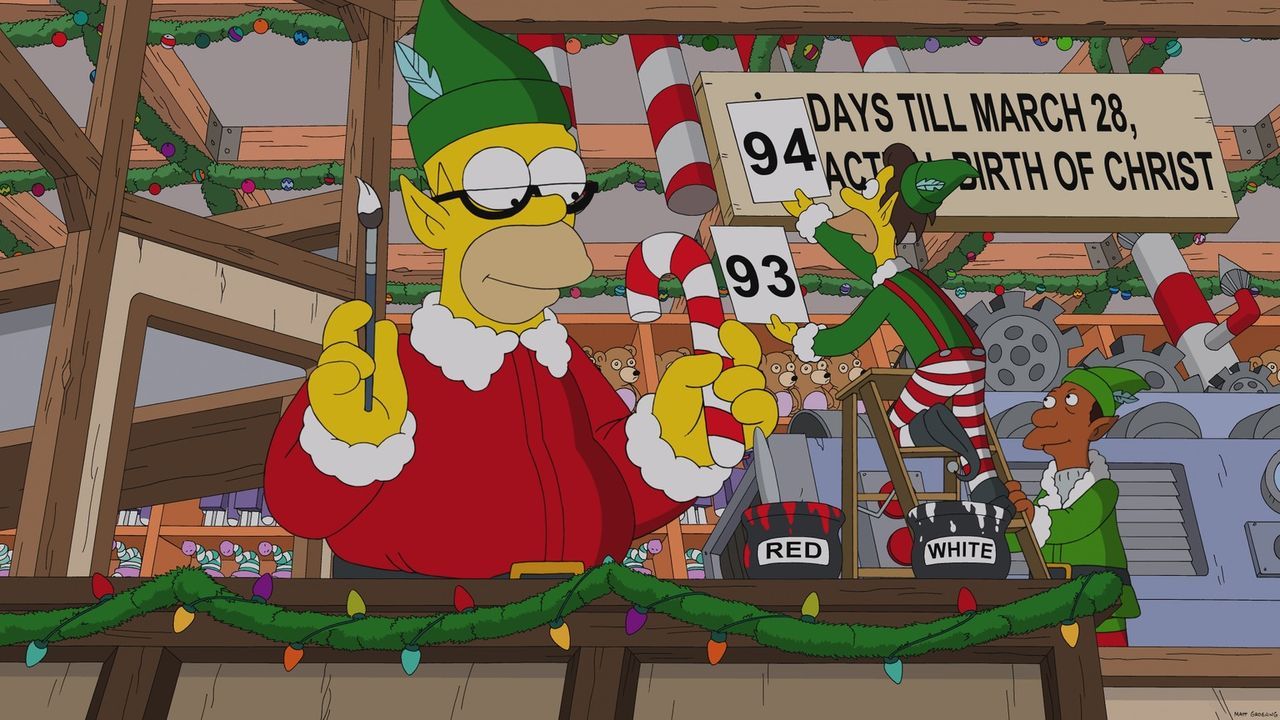 Homer Simpson (l.) hat ein paar ausgezeichnete Ideen, wie er aus dem bevorstehenden Weihnachtsfest Kapital schlagen kann ... - Bildquelle: 2013 Twentieth Century Fox Film Corporation. All rights reserved.
