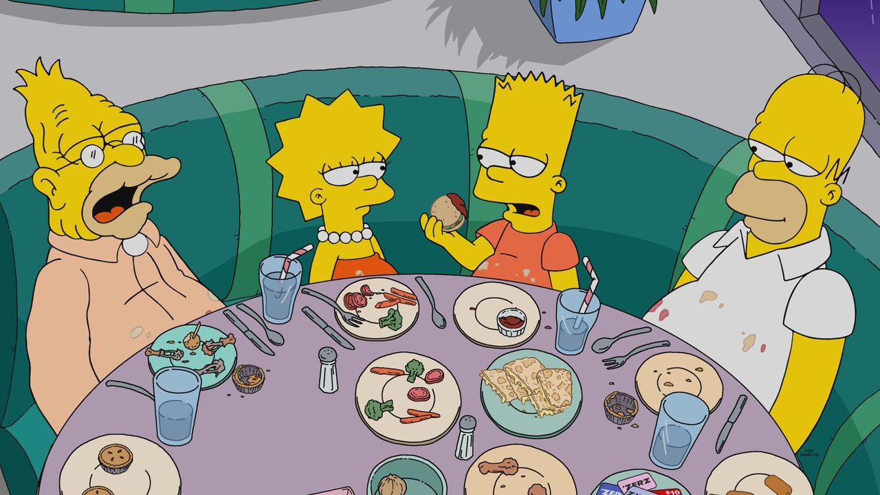 (v.l.n.r.) Grampa; Lisa; Bart; Homer - Bildquelle: 2021-2022 20th Television