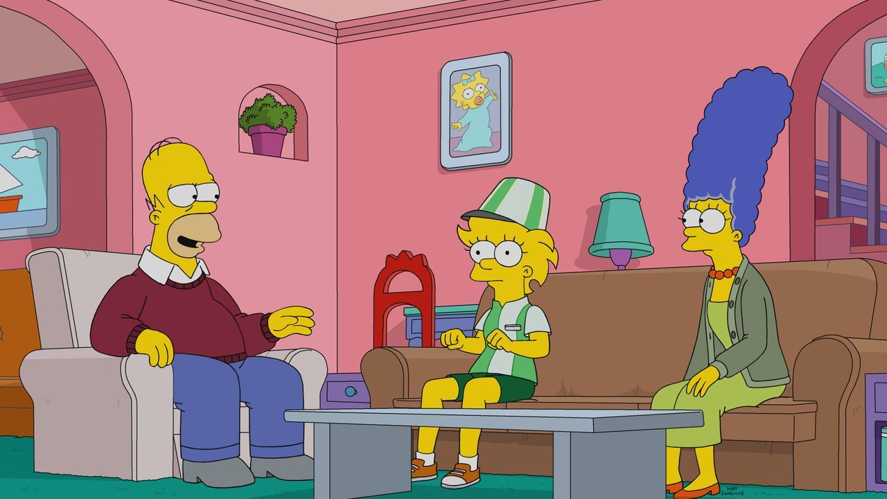 (v.l.n.r.) Homer; Lisa; Marge - Bildquelle: 2021 by 20th Television.