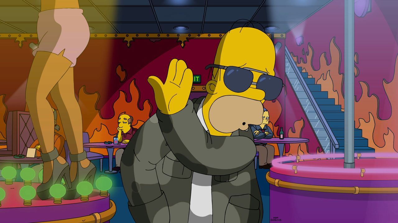 Da Homer (Foto) weiß, wie cool er ist, fällt es ihm nur schwer, sich mit Milhouses Vater Kirk, einem echten Loser, abzugeben ... - Bildquelle: 2016-2017 Fox and its related entities. All rights reserved.