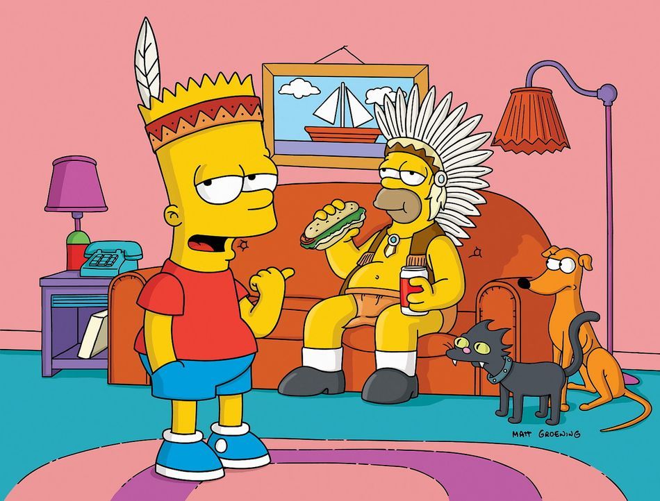 Da Bart (l.) bei einem Jugendgruppenwettbewerb zu den Verlieren gehört, lässt er sich gemeinsam mit Vater Homer (r.) etwas einfallen ... - Bildquelle: TWENTIETH CENTURY FOX FILM CORPORATION