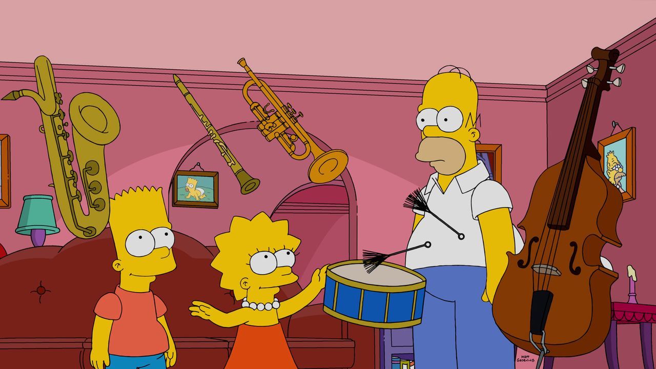 Homer (r.) ist überrascht, als seine Kinder Bart (l.) und Lisa (M.) plötzlich besondere Fähigkeiten haben ... - Bildquelle: 2015 Fox and its related entities.  All rights reserved.