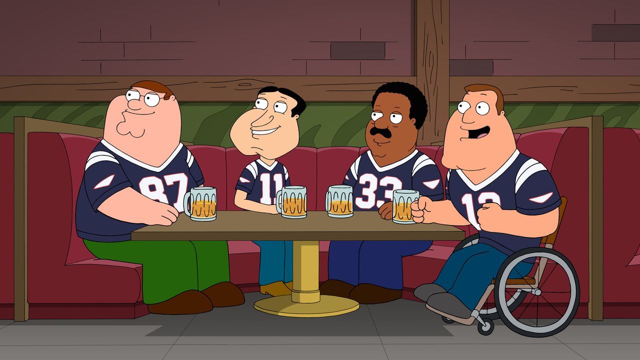 Sind begeisterte New England Patriots Fans: (v.l.n.r.) Peter, Quagmire, Cleveland und Joe ... - Bildquelle: 2016-2017 Fox and its related entities.  All rights reserved.