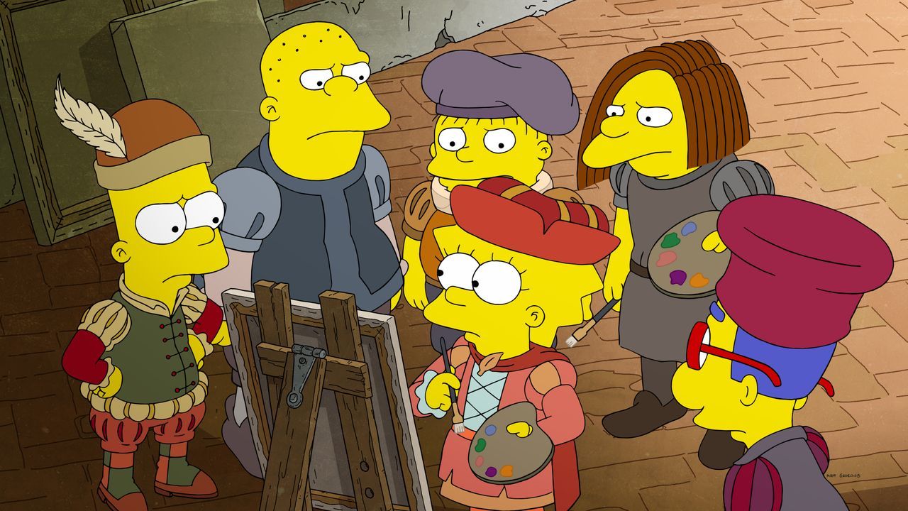 Barticelli (l.); Ralphael (3.v.l.); Lisanardo (3.v.r.); Dolphatello (2.v.r.); Mediocroto (r.) - Bildquelle: 2020 by Twentieth Century Fox Film Corporation.
