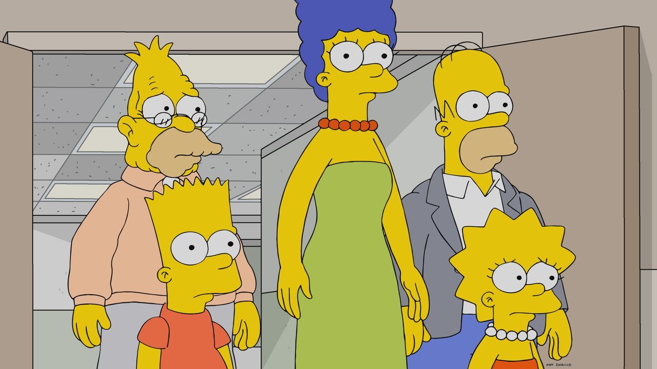 (v.l.n.r.) Grampa; Bart; Marge; Homer; Lisa - Bildquelle: 2021-2022 20th Television