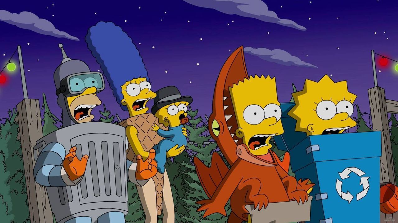 Die Halloweennacht hat es in sich und versetzt (v.l.n.r.) Homer, Marge, Maggie, Bart und Lisa in Angst und Schrecken ... - Bildquelle: 2016-2017 Fox and its related entities. All rights reserved.