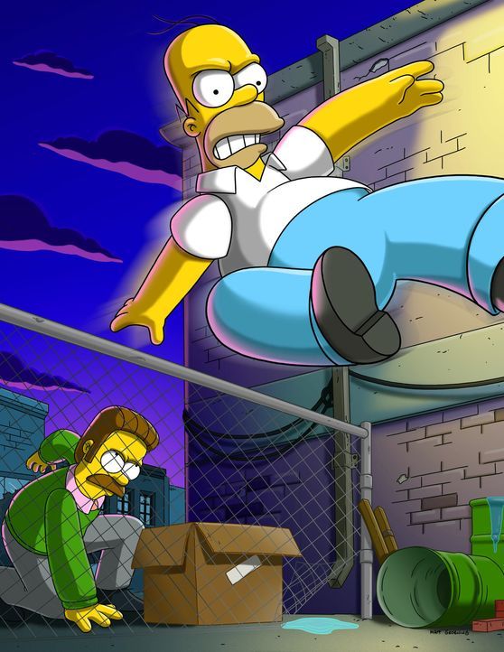 Homer (r.) beschließt Kopfgeldjäger zu werden. Bei seinem ersten Fall hilft ihm Ned Flanders (l.) unbewusst und zufällig, was dazu führt, dass e... - Bildquelle: und TM Twentieth Century Fox Film Corporation - Alle Rechte vorbehalten