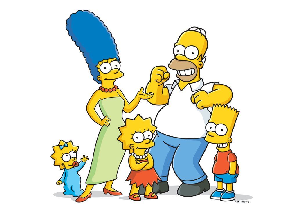 (27. Staffel) - Eine Familie mit ganz besonderem Pfiff: Maggie (l.), Marge (2.v.l.), Homer (2.v.r.), Bart (r.) und Lisa Simpson (M.) ... - Bildquelle: 2015 Fox and its related entities.  All rights reserved.