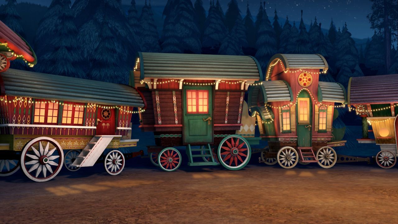Als Boog glaubt, von seinen Freunden verlassen worden zu sein, entdeckt er den Familienzirkus Maslova mit vielen Bären und glaubt sein Ziel erreicht... - Bildquelle: 2010 Sony Pictures Animation Inc. All Rights Reserved.
