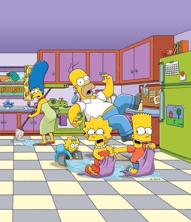 (26. Staffel) - Eine ganz besondere Familie: Maggie (2.v.l.), Marge (l.), Homer (M.), Bart (r.) und Lisa Simpson (2.v.r.) ... - Bildquelle: 2014 Fox and its related entities. All rights reserved