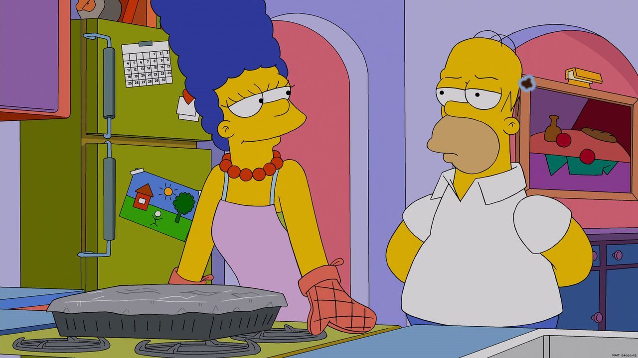 Homer Simpson (r.) weiß nicht, was er davon halten soll, dass seine Frau Marge (l.) regelmäßig zum Psychiater geht. Ist die Ehe mit ihm wirklich so... - Bildquelle: 2013 Twentieth Century Fox Film Corporation. All rights reserved.
