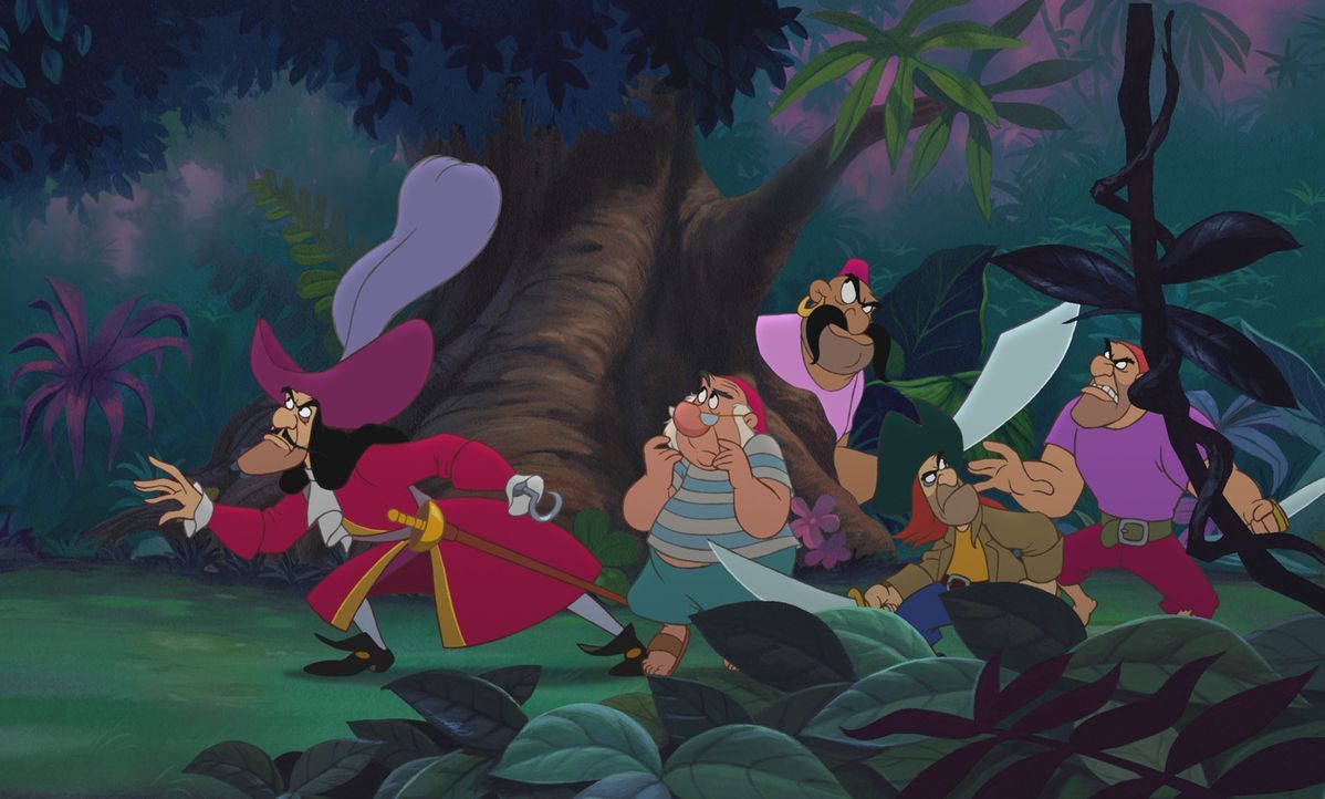 Um an den Schatz zu gelangen, den ihm Peter Pan einst weggenommen hat, kennen Käpt'n Hook (l.) und seine Mannen keinerlei Mitleid - und entführen... - Bildquelle: Disney