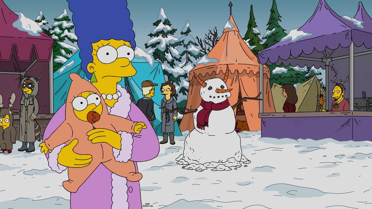 Ahnen noch nicht, was sie sich mit Krusty als Gast zu Weihnachten eingefangen haben: Maggie (l.) und Marge (r.) ... - Bildquelle: 2016-2017 Fox and its related entities. All rights reserved.