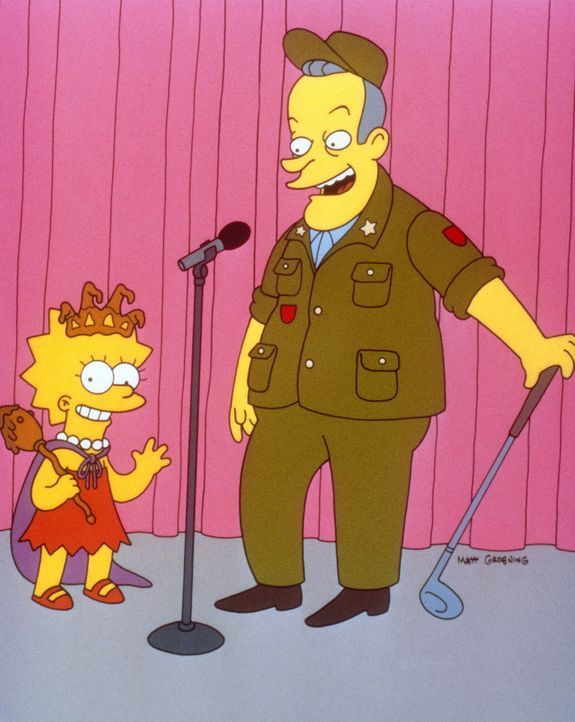 Auf der Bühne begrüßt Richard Nixon (r.) die kleine Lisa Simpson (l.). - Bildquelle: und TM Twenthieth Century Fox Film Corporation - Alle Rechte vorbehalten