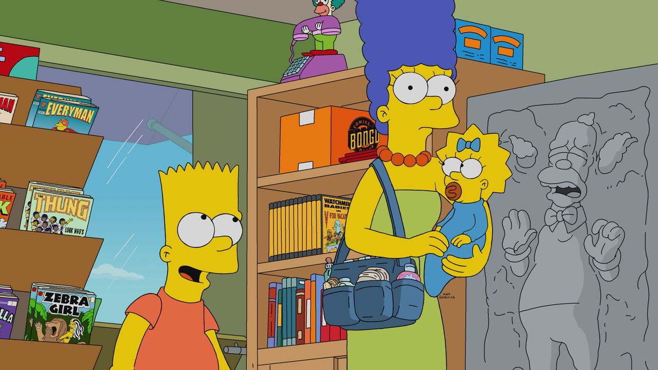 (v.l.n.r.) Bart; Marge; Maggie - Bildquelle: © 2022 by 20th Television.