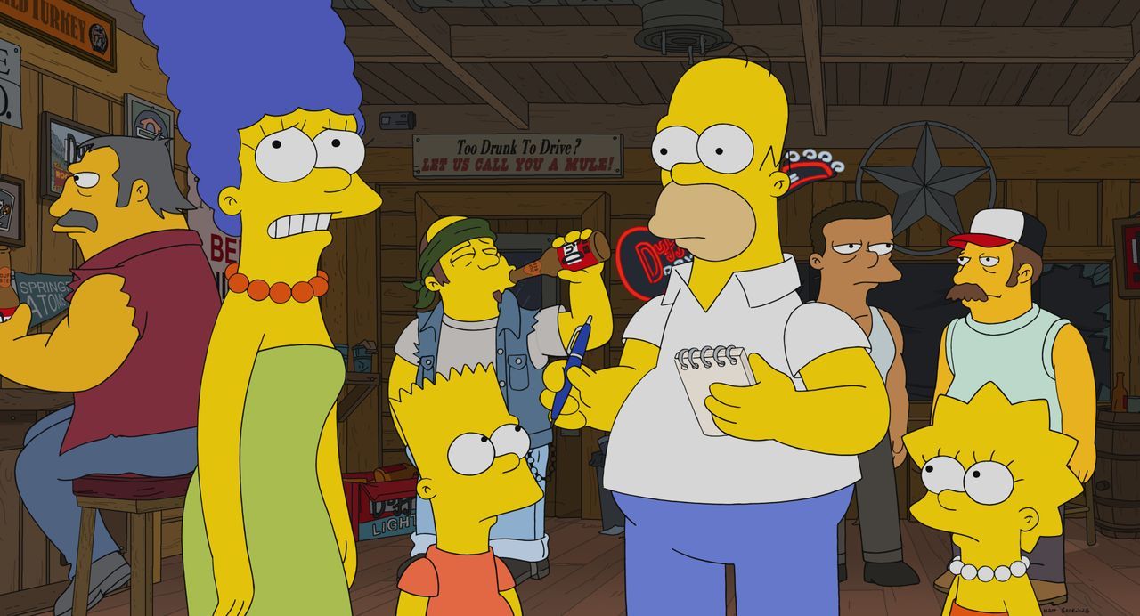 (v.l.n.r.) Marge; Bart; Homer; Lisa - Bildquelle: 2021 by 20th Television.