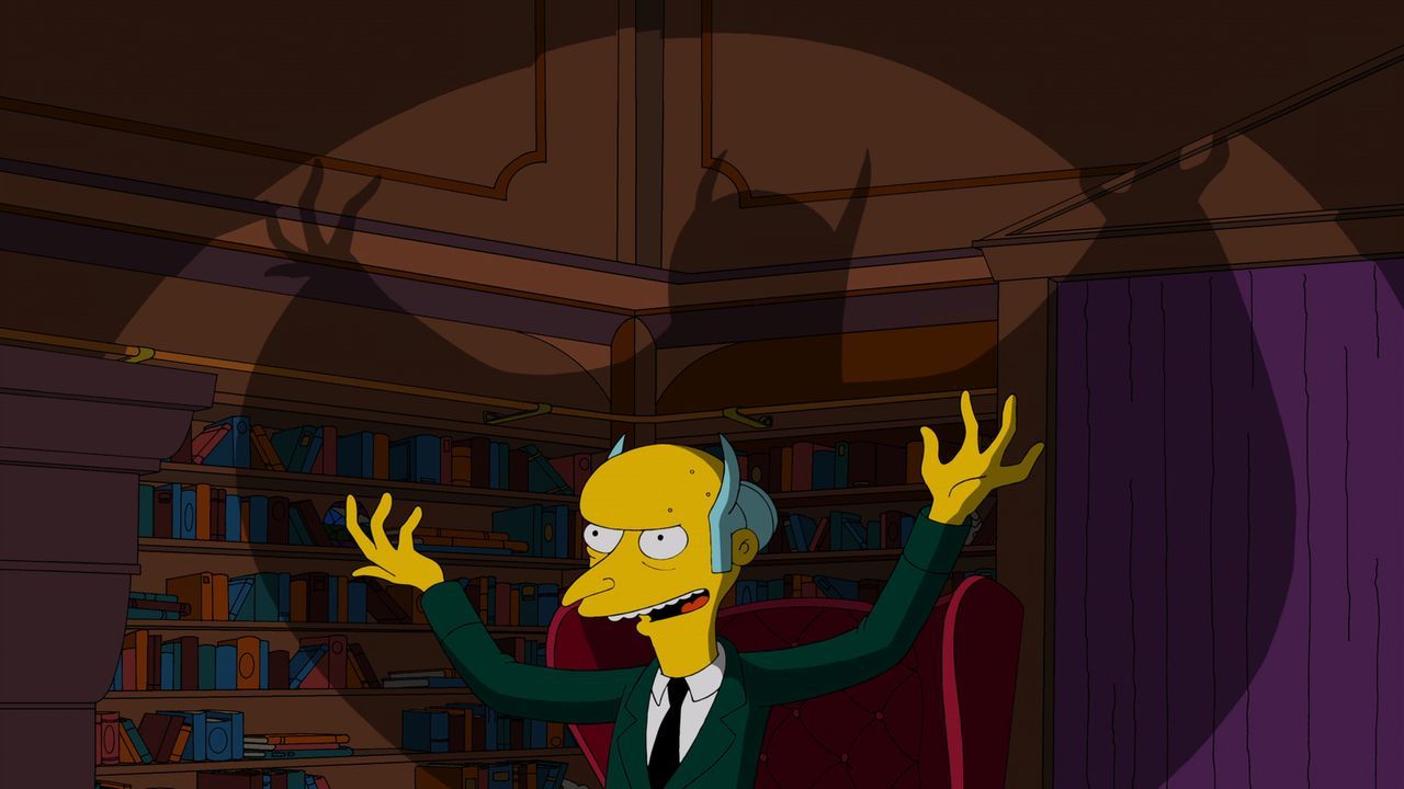 Mr. Burns wandelt auf den Spuren von Bat Man und beschließt, im Fledermaus-Kostüm auf Verbrecherjagd zu gehen ... - Bildquelle: und TM Twentieth Century Fox Film Corporation - Alle Rechte vorbehalten