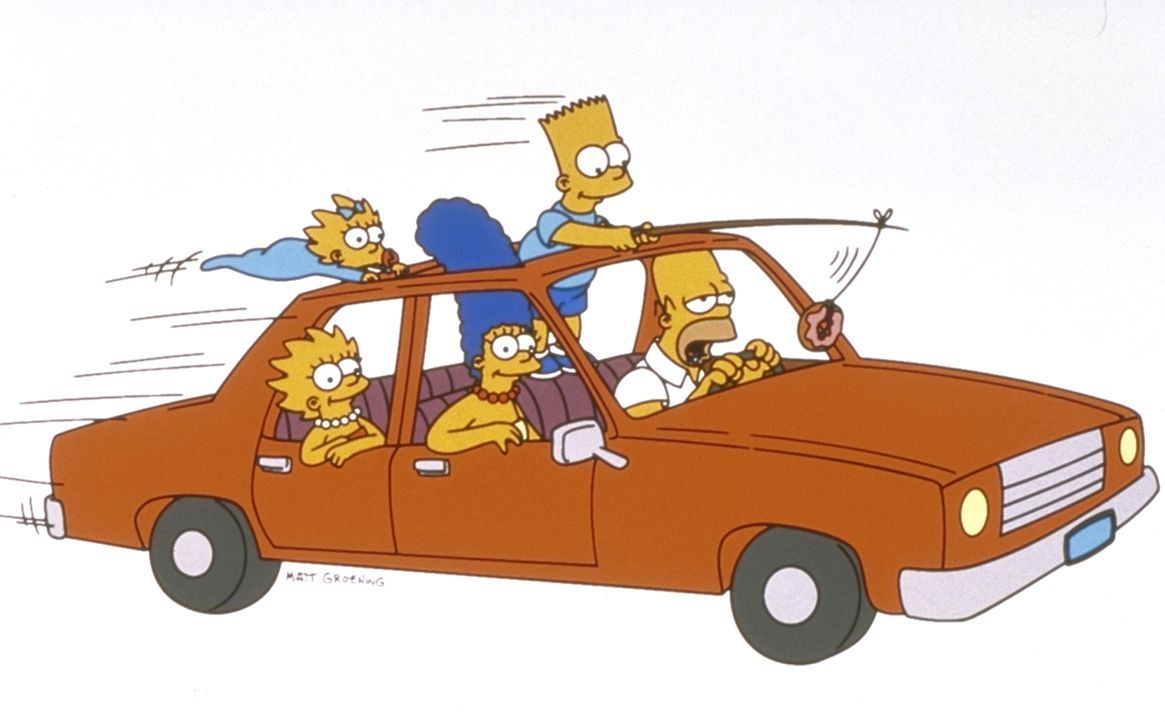 (10. Staffel) - Die Familie Simpson in Aktion (v.l.n.r.): Maggie, Lisa, Marge, Bart und Homer. - Bildquelle: und TM Twentieth Century Fox Film Corporation - Alle Rechte vorbehalten