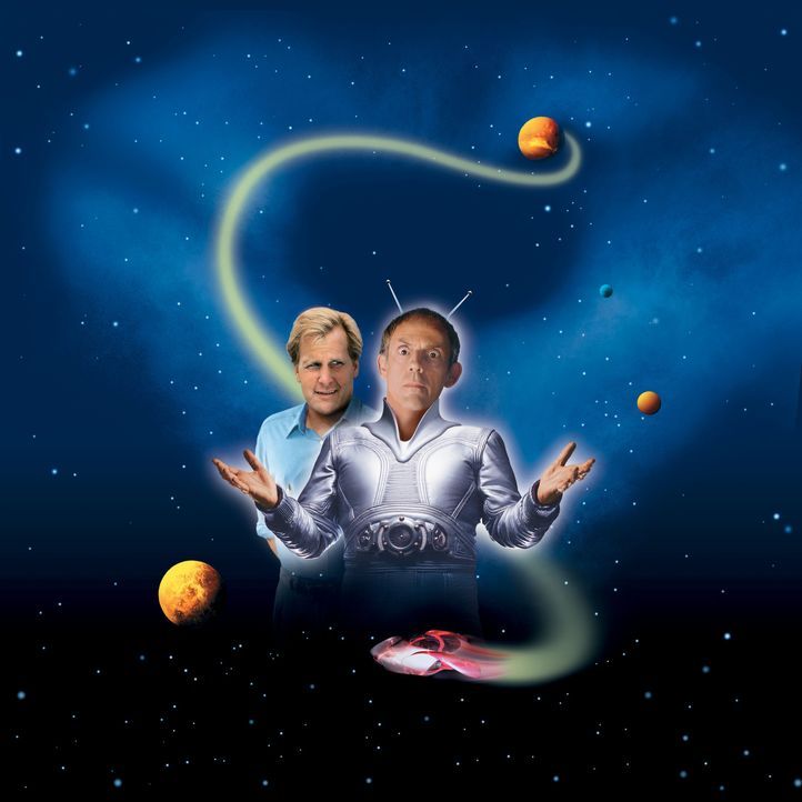 Der Onkel vom Mars - Artwork: Ein Bruchpilot vom Mars (Christopher Lloyd, r.) wirbelt den gesamten Alltag des Erdlings Tim O'Hara (Jeff Daniels, l.)... - Bildquelle: Buena Vista Pictures