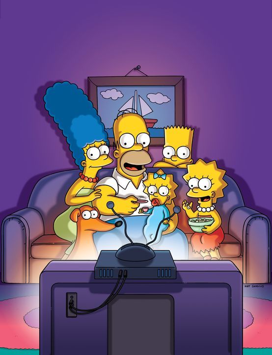 (27. Staffel) - Die Simpsons sind eine nicht alltägliche Familie: Maggie (M.), Marge (l.), Lisa (r.), Homer (2.v.l.) und Bart (2.v.r.) ... - Bildquelle: 2015 Fox and its related entities.  All rights reserved.