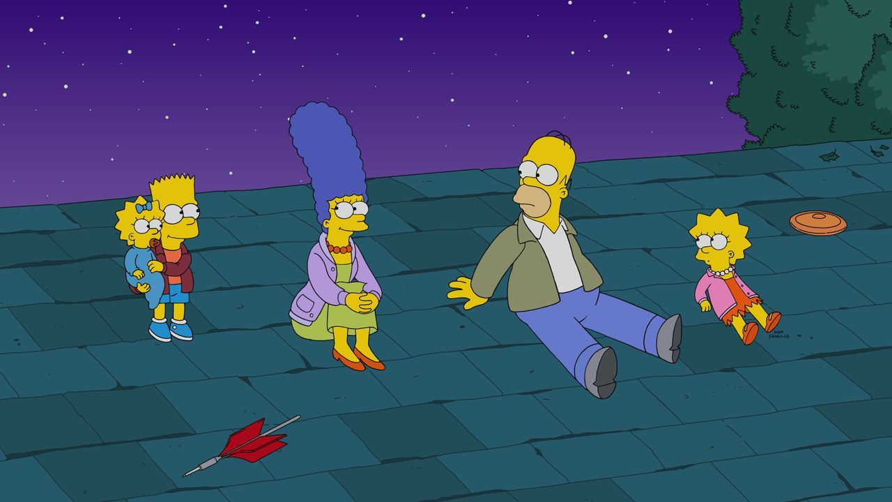 (v.l.n.r.) Maggie; Bart; Marge; Homer; Lisa - Bildquelle: 2020 by Twentieth Century Fox Film Corporation.