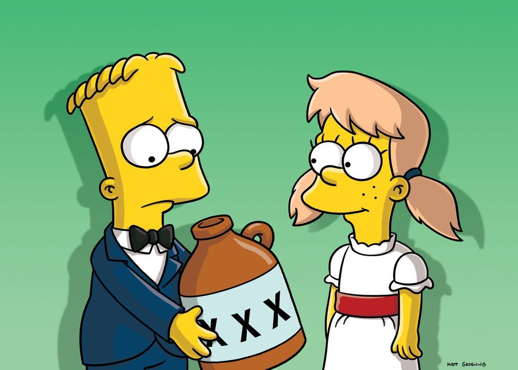 Als Marge und Homer von Barts (l.) Verlobung mit Mary (r.) hören, müssen sie sich was einfallen lassen ... - Bildquelle: und TM Twentieth Century Fox Film Corporation - Alle Rechte vorbehalten