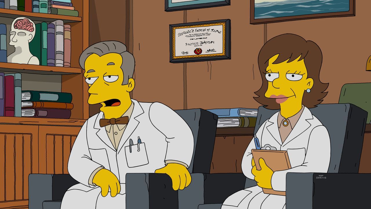 Können die Beziehungstherapeuten (Foto) Homer und Marge wirklich helfen, ihr sexuelles Problem zu lösen? - Bildquelle: 2016-2017 Fox and its related entities. All rights reserved.