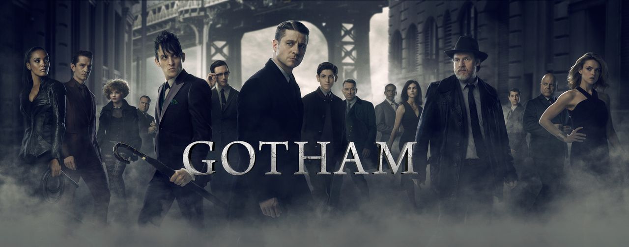 (2. Staffel) - Gotham: (v.l.n.r.) Tabitha (Jessica Lucas) und Theo Galavan (James Frain), Selina (Camren Bicondova), Butch (Drew Powell), Penguin (R... - Bildquelle: Warner Brothers