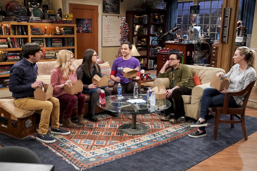 (v.l.n.r.) Howard Wolowitz (Simon Helberg); Berndette Rostenkowski (Melissa Rauch); Amy Farrah Fowler (Mayim Bialik); Sheldon Cooper (Jim Parsons);... - Bildquelle: Sonja Flemming 2019 CBS Broadcasting, Inc. All Rights Reserved / Sonja Flemming