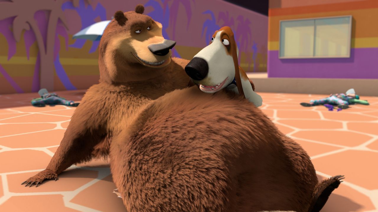 Freundet sich der Grizzlie Boog (l.) tatsächlich mit dem Beagle Roberto (r.) an? - Bildquelle: 2008 Sony Pictures Animation Inc. All Rights Reserved.
