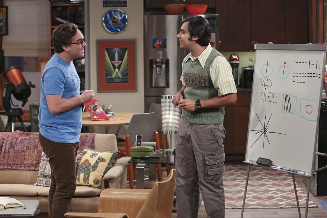 Wie kommen Raj (Kunal Nayyar, r.) und Leonard (johnny Galecki, l.) ohne die Hilfe von Sheldon und Howard bei ihrem Projekt zurecht? - Bildquelle: Warner Bros. Television