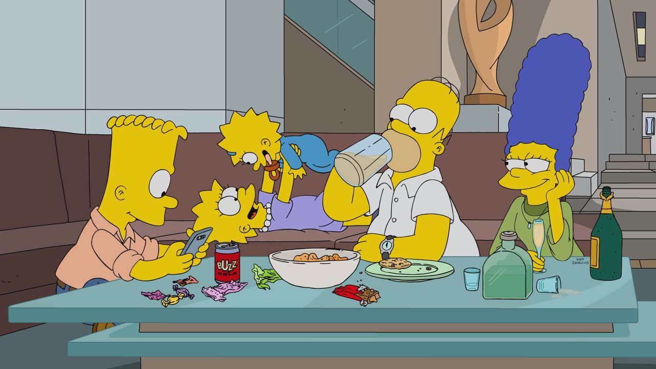 (v.l.n.r.) Homer, Lisa; Maggie; Homer; Marge - Bildquelle: 2021-2022 20th Television.