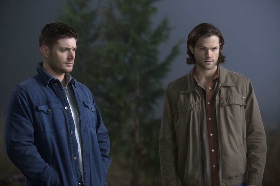 Sam (Jared Padalecki, r.) und Dean (Jensen Ackles, l.) sind geschockt, als sie sehen, in welchem Zustand sich Crowley befindet und setzten ihn auf e... - Bildquelle: 2013 Warner Brothers