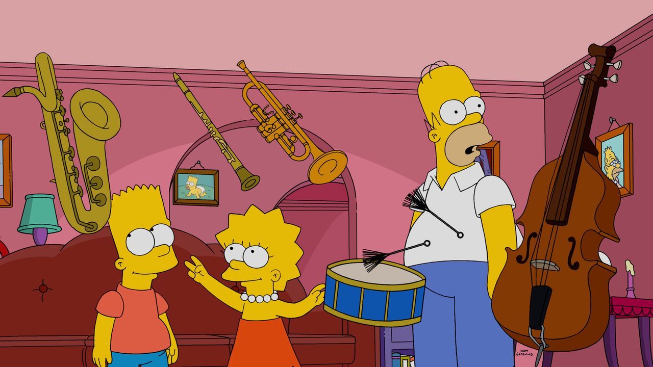 Lisa (M.), Bart (l.) und Milhouse bekommen durch eine radioaktiver Strahlung Superkräfte. Was vor allem Homer (r.) zu spüren bekommt ... - Bildquelle: 2015 Fox and its related entities.  All rights reserved.