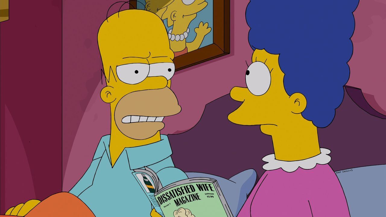 Marge (r.) macht sich Gedanken über Lisa, weil sie sich in einen dümmlichen, dicken Jungen verknallt hat, der überhaupt nicht zu ihr passt. Als sie... - Bildquelle: 2013 Twentieth Century Fox Film Corporation. All rights reserved.