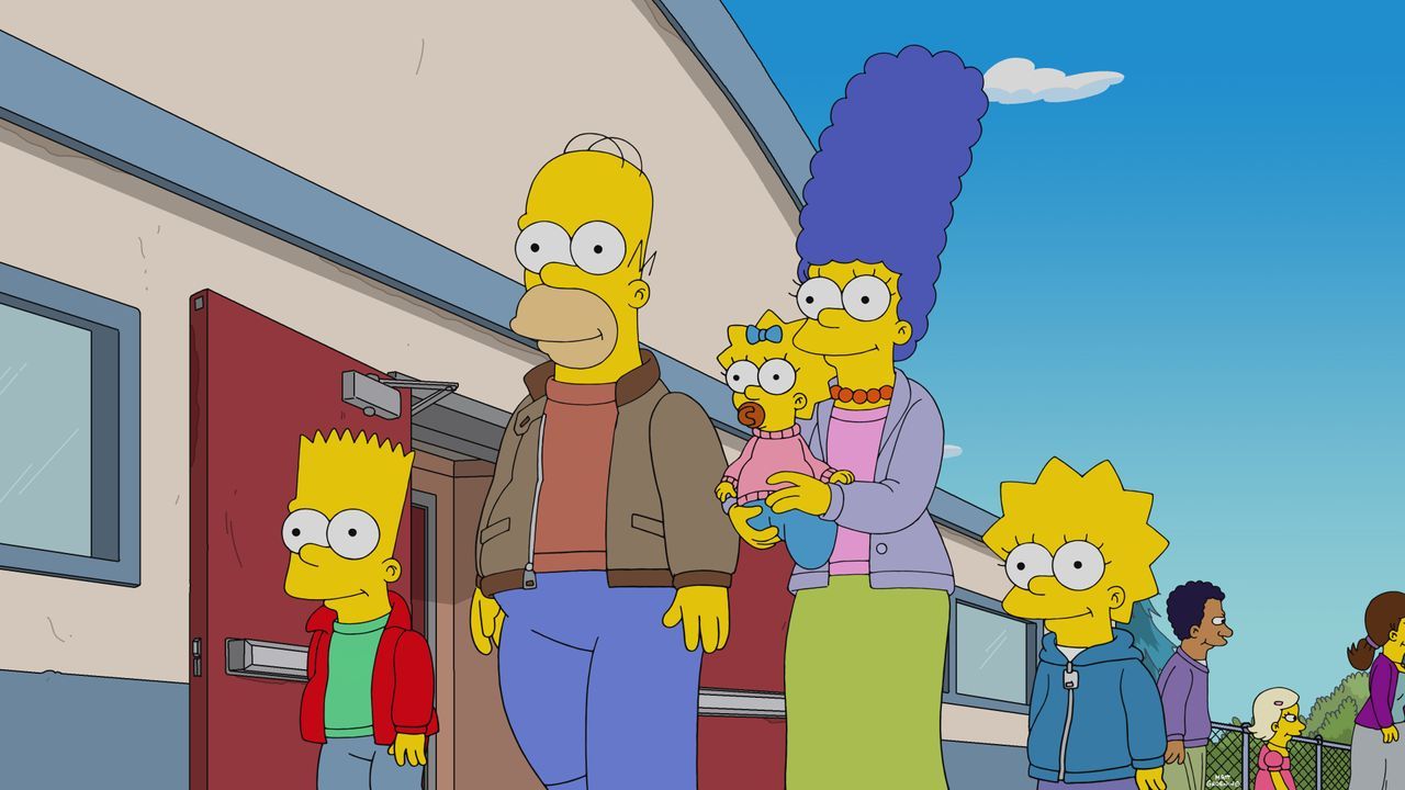 (v.l.n.r.) Bart; Homer; Maggie; Marge; Lisa - Bildquelle: © 2022 by 20th Television.